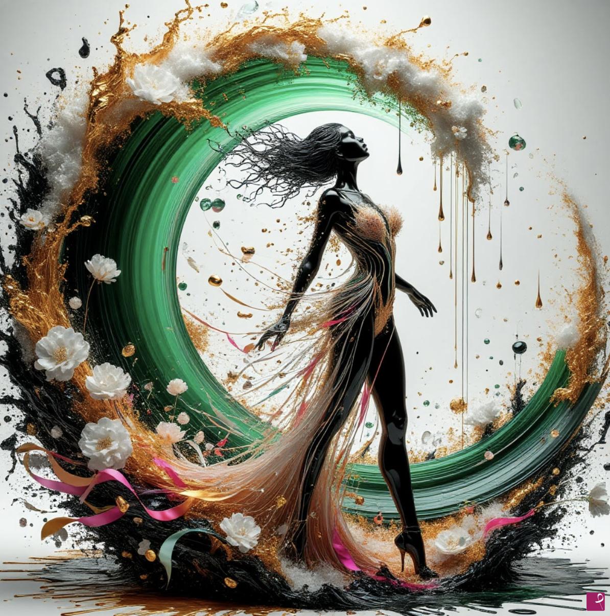 quadri in vendita online - Girl, ocean waves 