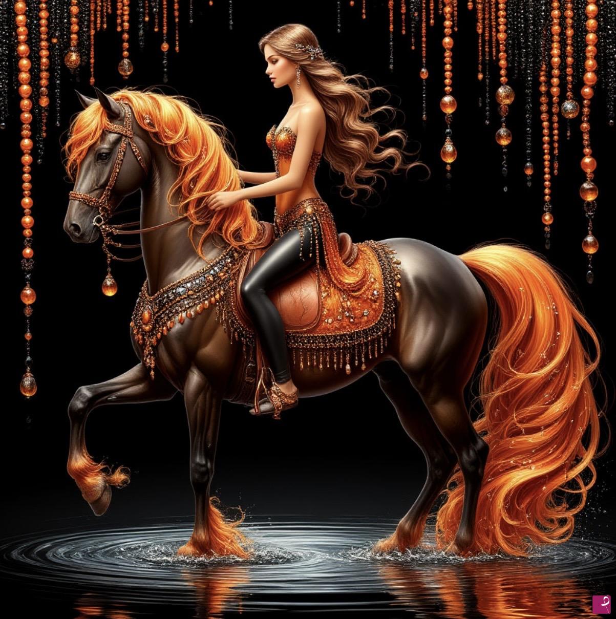 quadri in vendita online - Girl on horse 