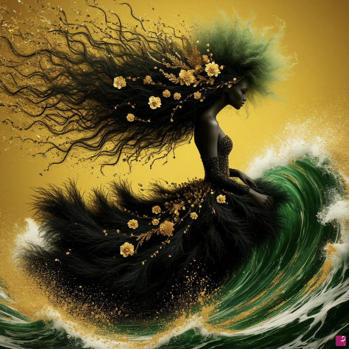 quadri in vendita online - Girl on sea waves 