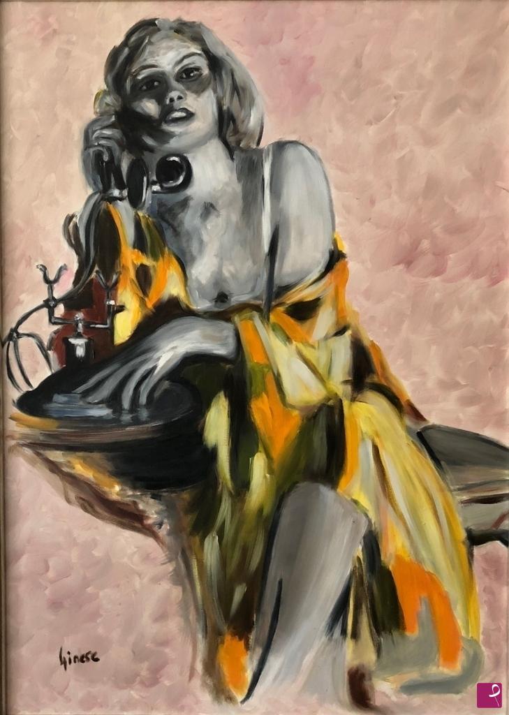 quadri in vendita online - Girl on the phone