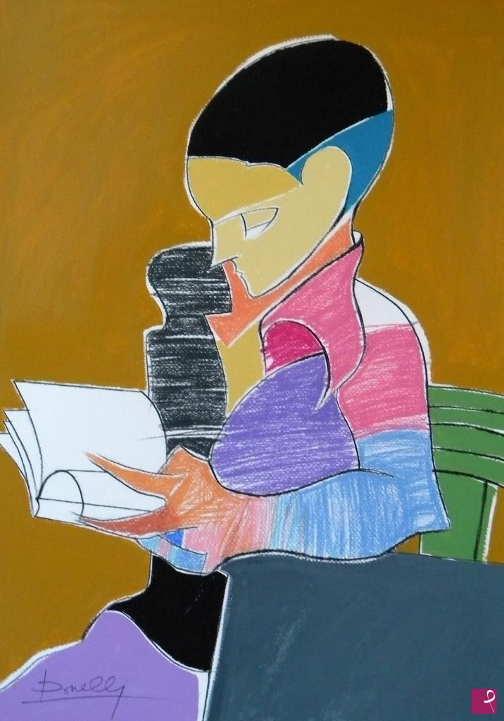 quadri in vendita online - Girl reading