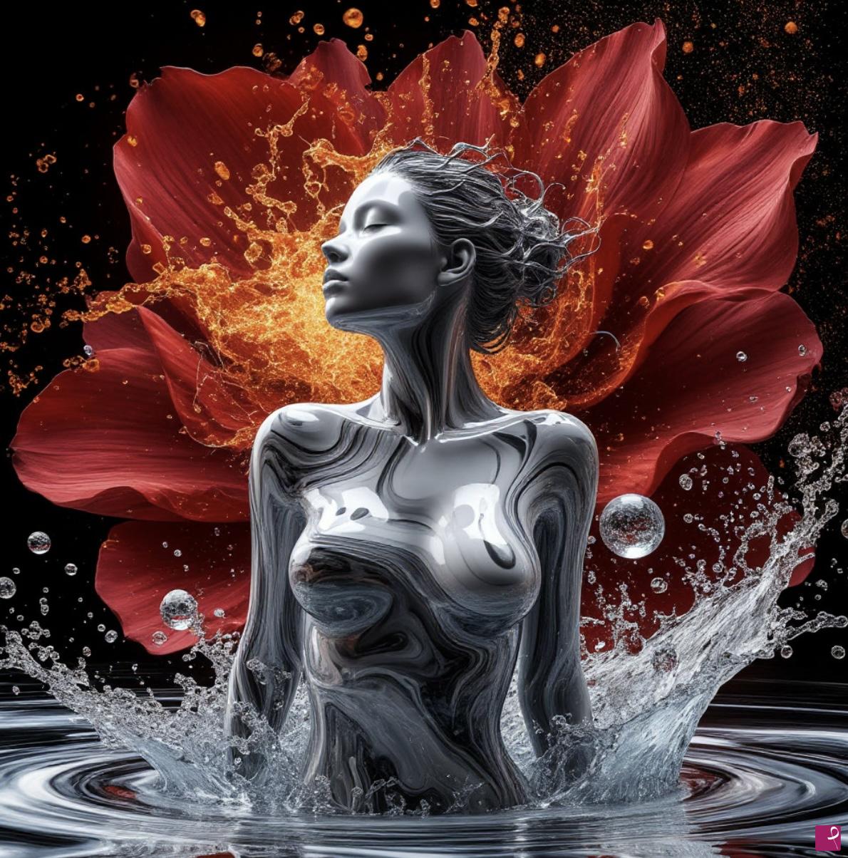 quadri in vendita online - Girl, sea and flower 