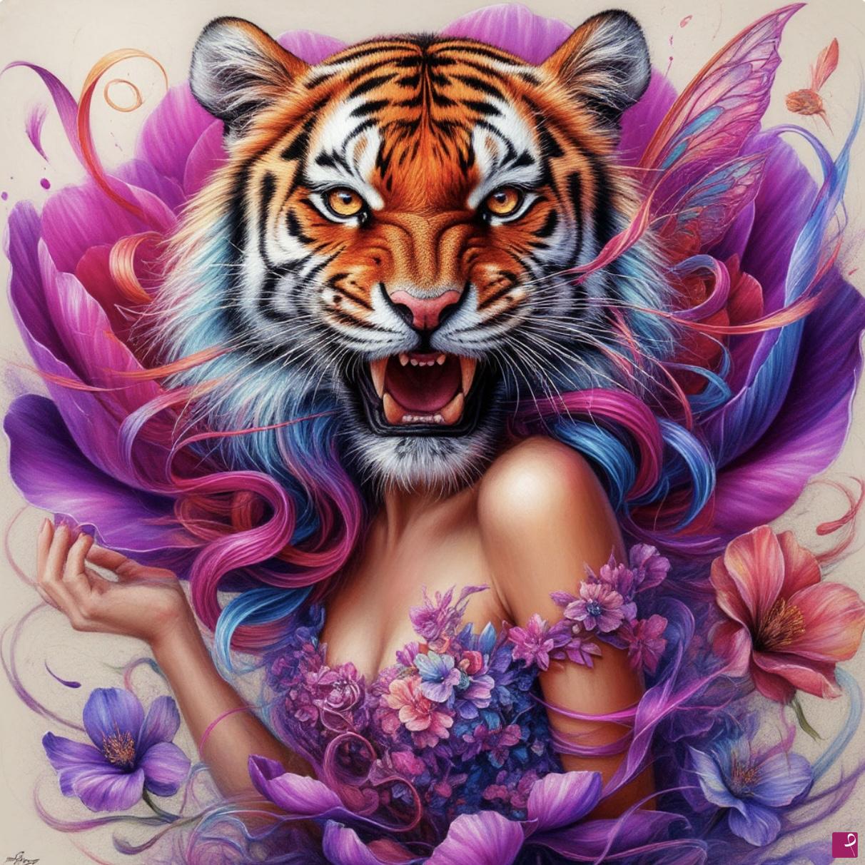 quadri in vendita online - Girl tiger2