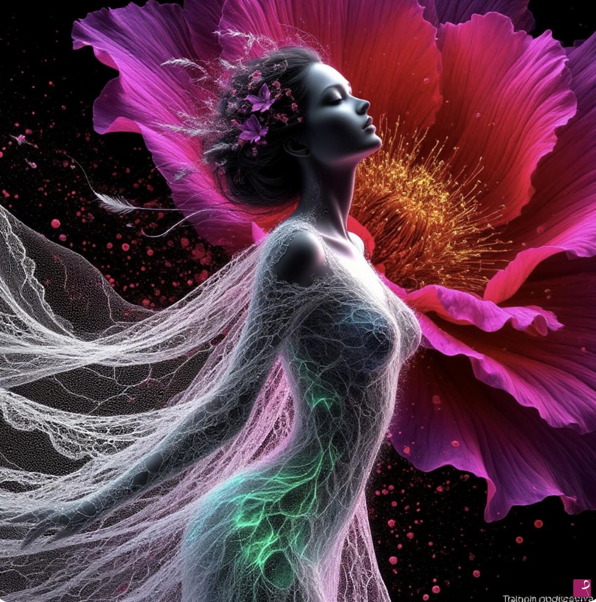 quadri in vendita online - Girl with a veil and flowers 