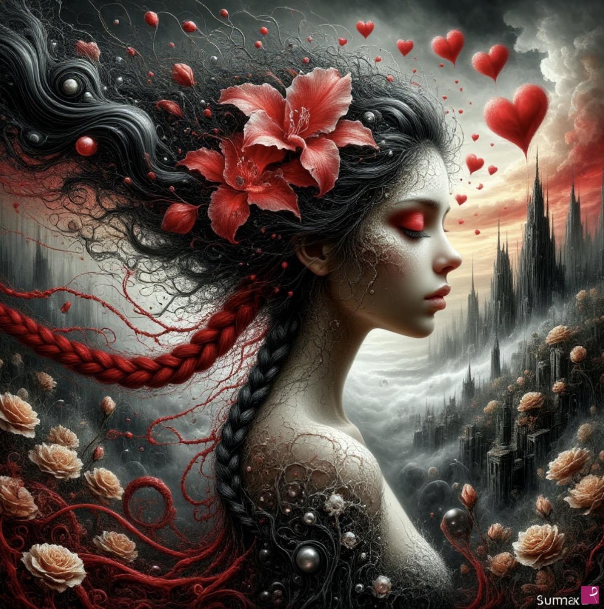 quadri in vendita online - Girl with braids