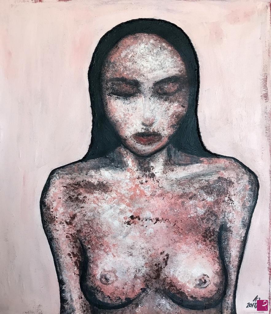 quadri in vendita online - Girl with eyes closed