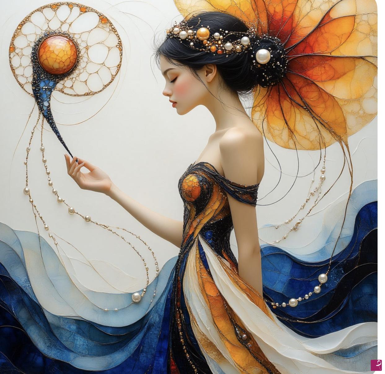 quadri in vendita online - Girl with flower in hand 