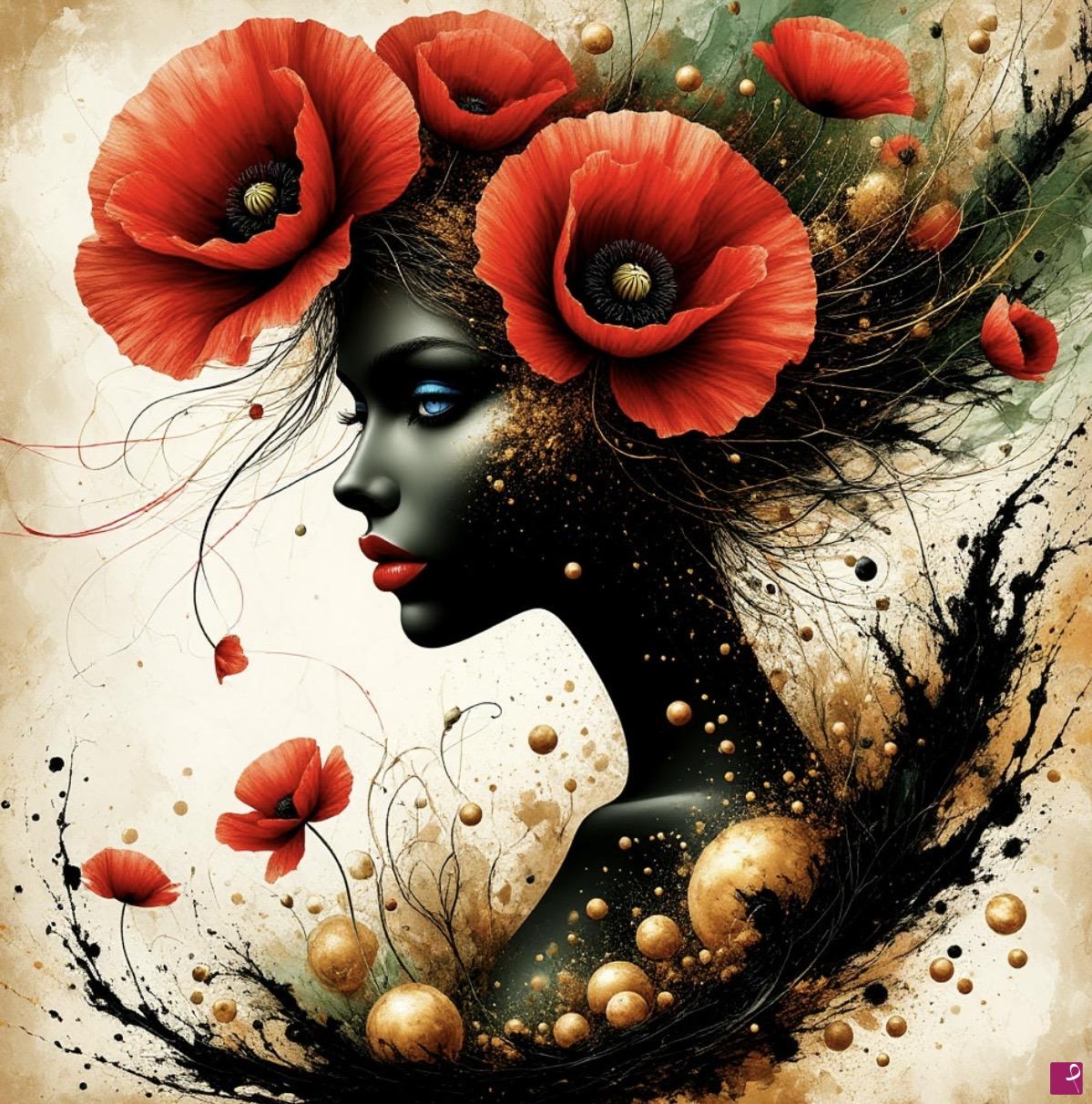 quadri in vendita online - Girl with flower in head 