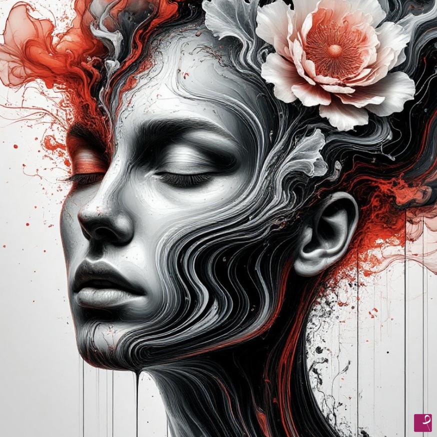 quadri in vendita online - Girl with flower in her head 