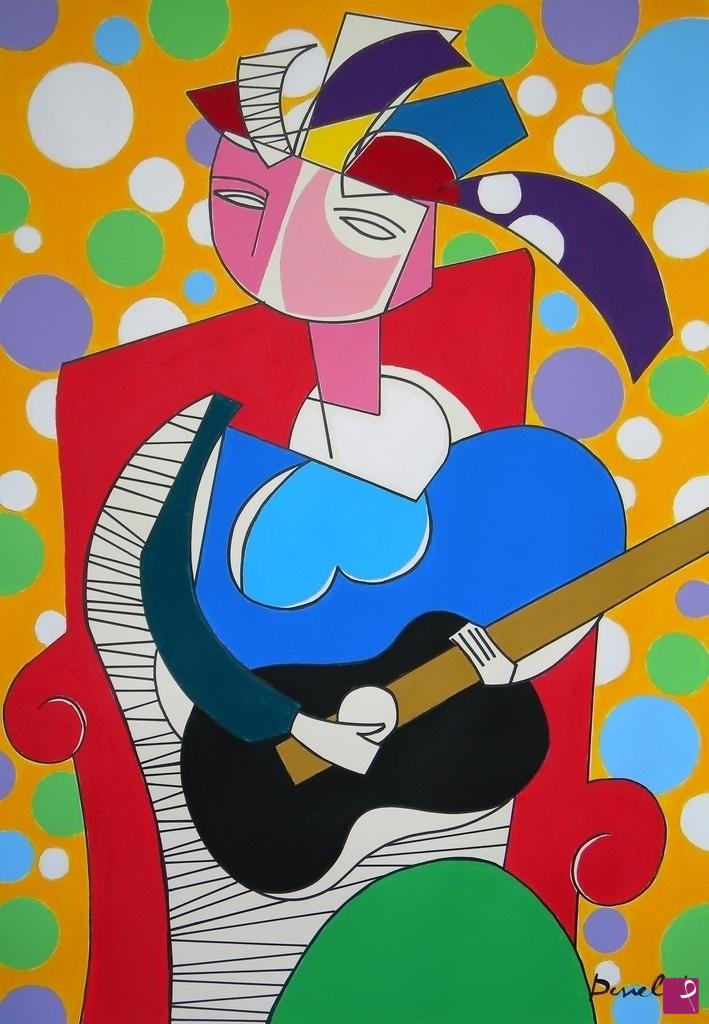 quadri in vendita online - Girl with guitar