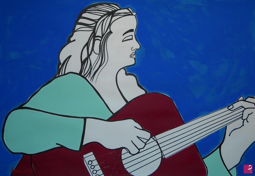 quadri in vendita online - Girl with guitar