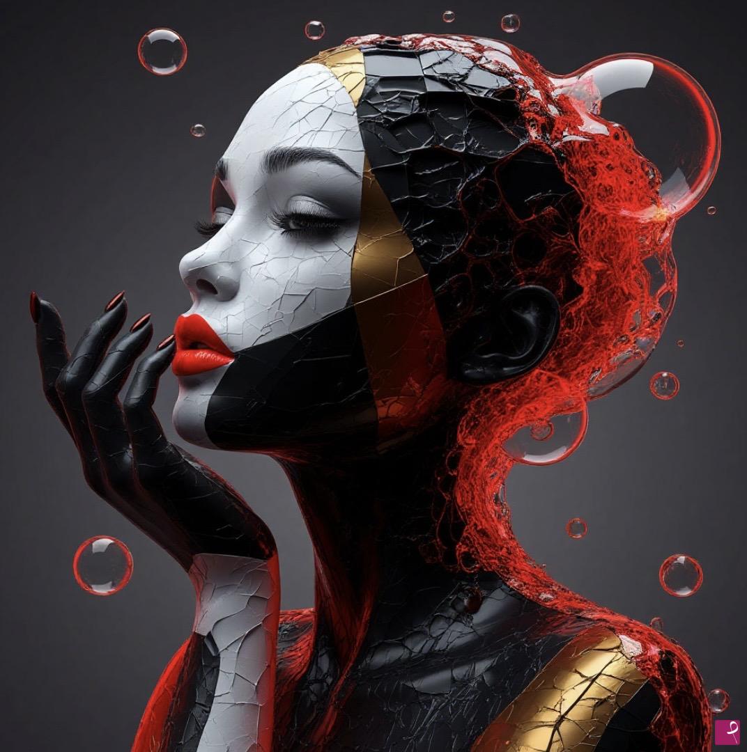quadri in vendita online - Girl with red lips 