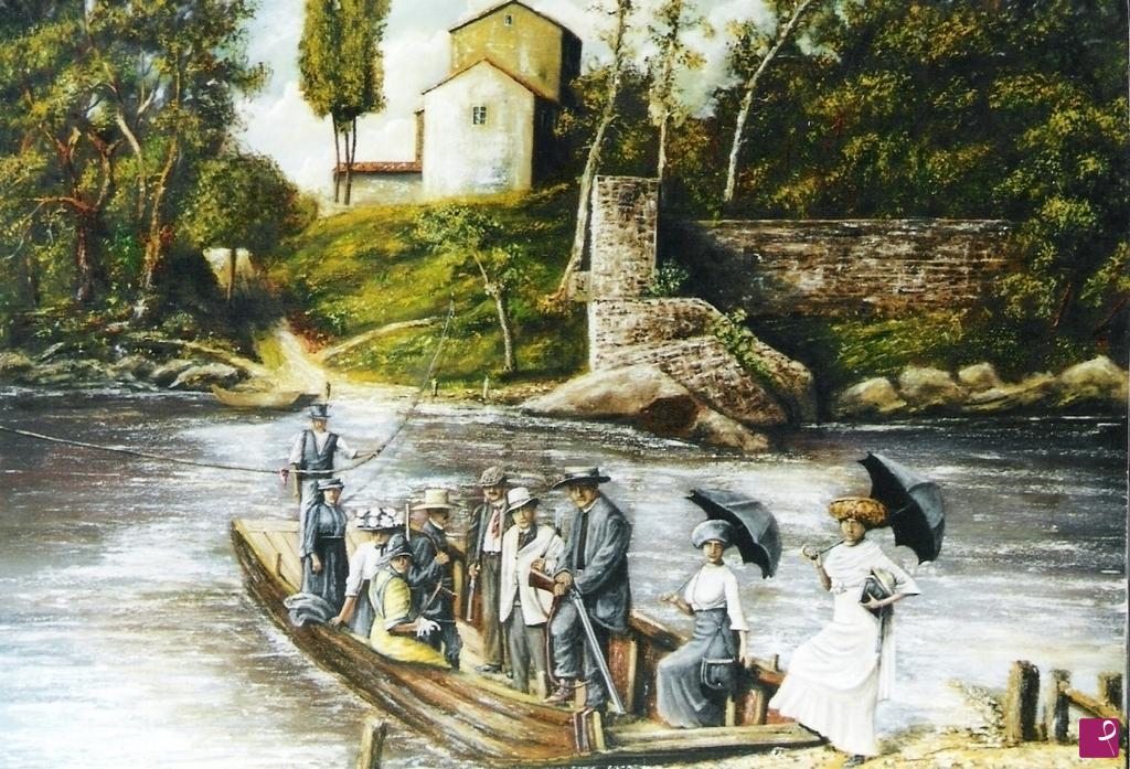 quadri in vendita online - Gita domenicale : traghetto di Buonriposo 1900