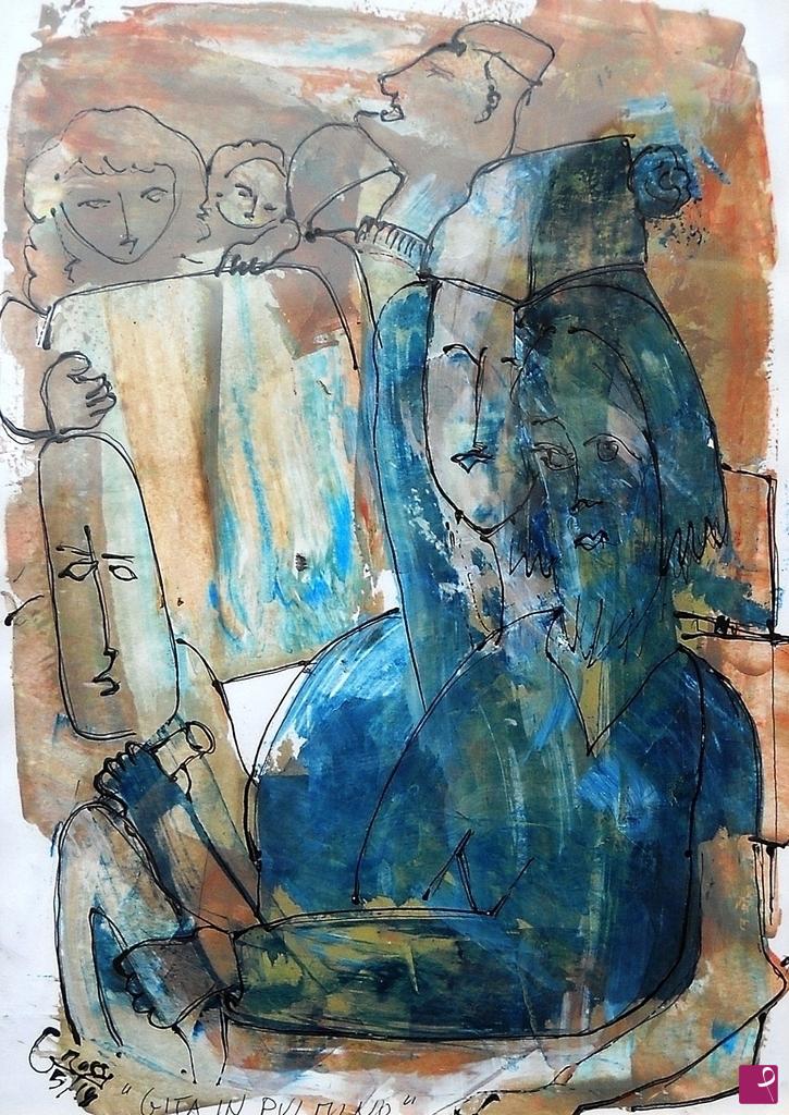 quadri in vendita online - Gita in pulmino 24x33 cm 
