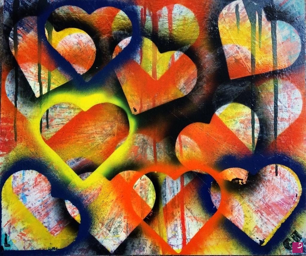 quadri in vendita online - Giustino Bianco - Cuori a colori