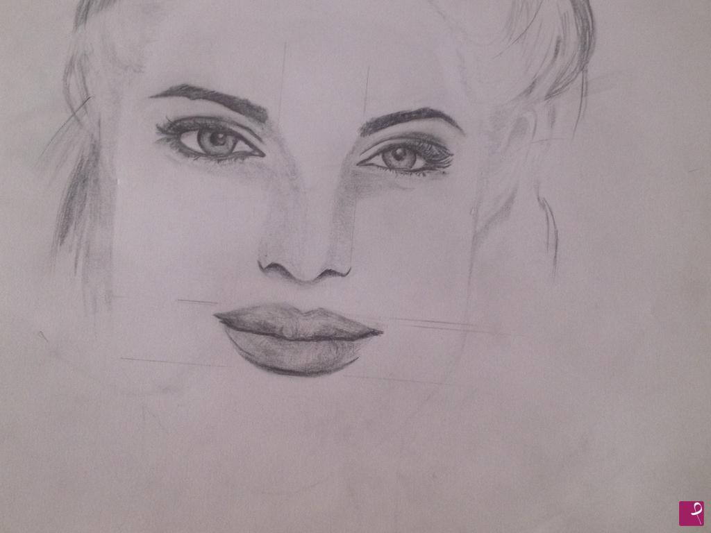 quadri in vendita online - Giusto due linee su Angelina Jolie