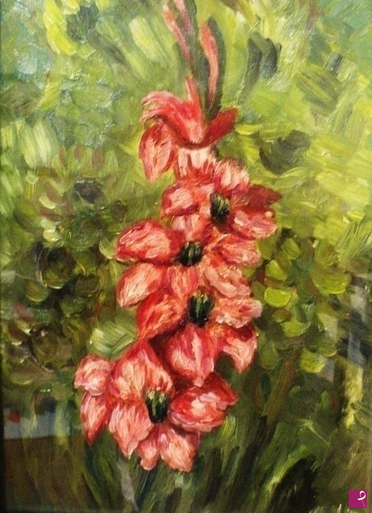 quadri in vendita online - GLADIOLO, IL FIORE ROSSO 