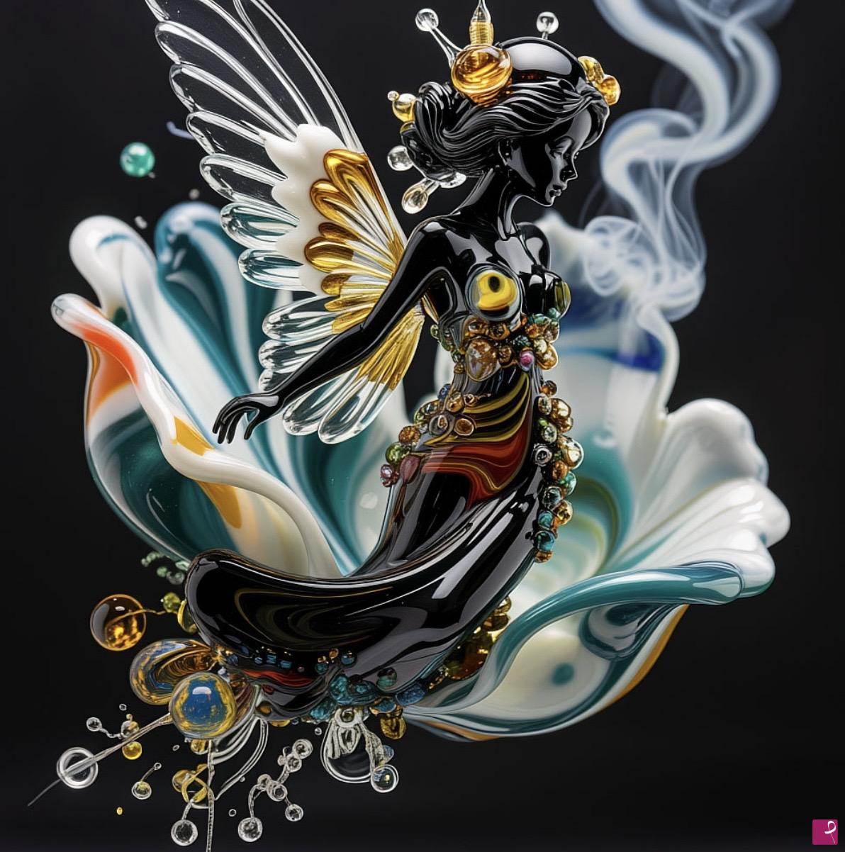 quadri in vendita online - Glass Angel from glass flower 