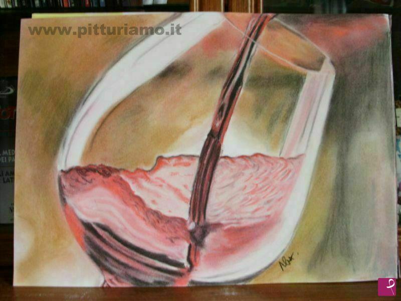 quadri in vendita online - GLASS OF RED WINE.