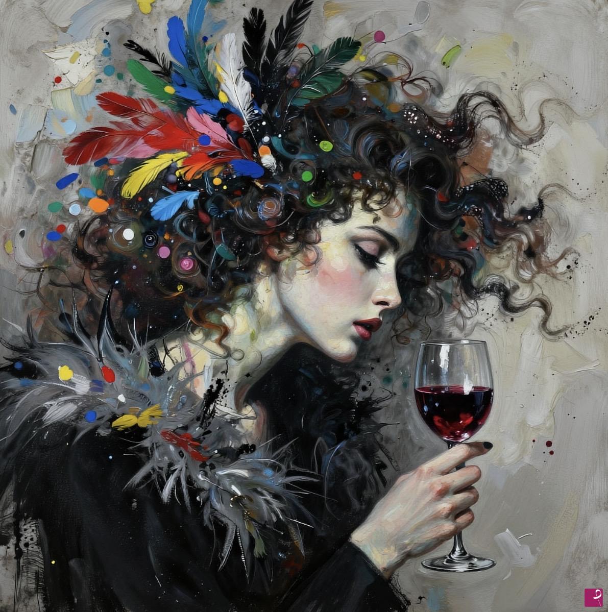 quadri in vendita online - Glass of wine