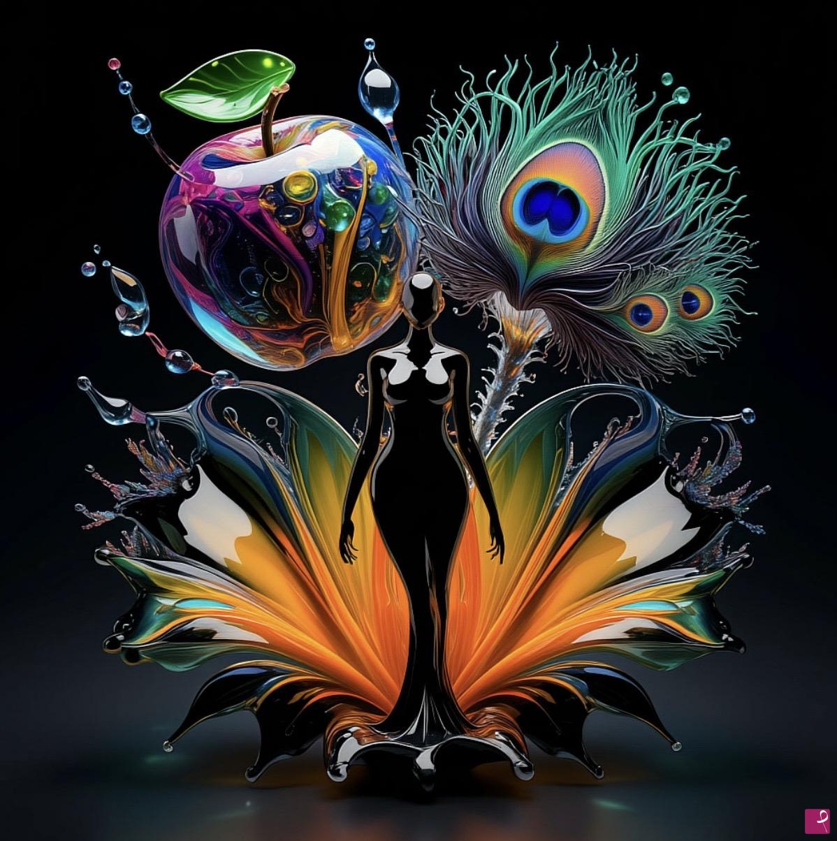 quadri in vendita online - Glass woman from flower 