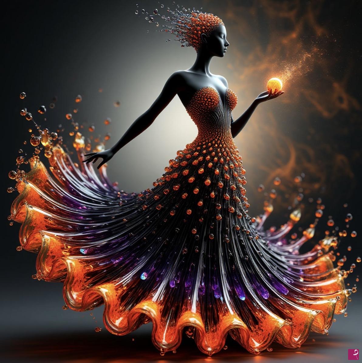 quadri in vendita online - Glass woman in dress 