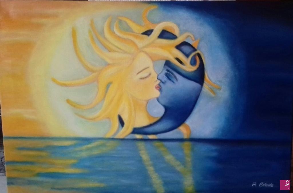 quadri in vendita online - Gli amanti del cielo il bacio
