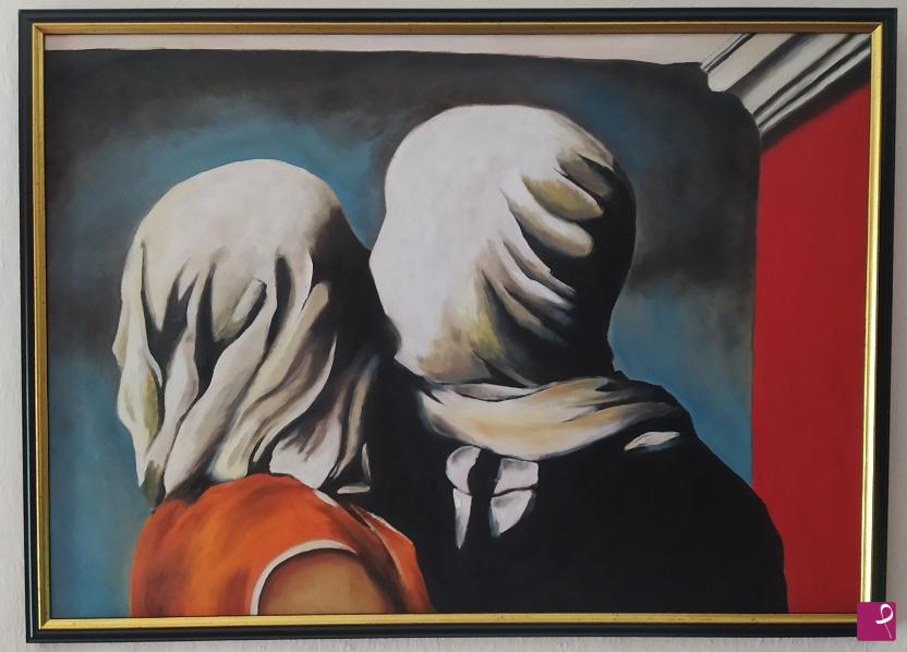 quadri in vendita online - Gli amanti magritte astratto olio su tavola Buzzoni