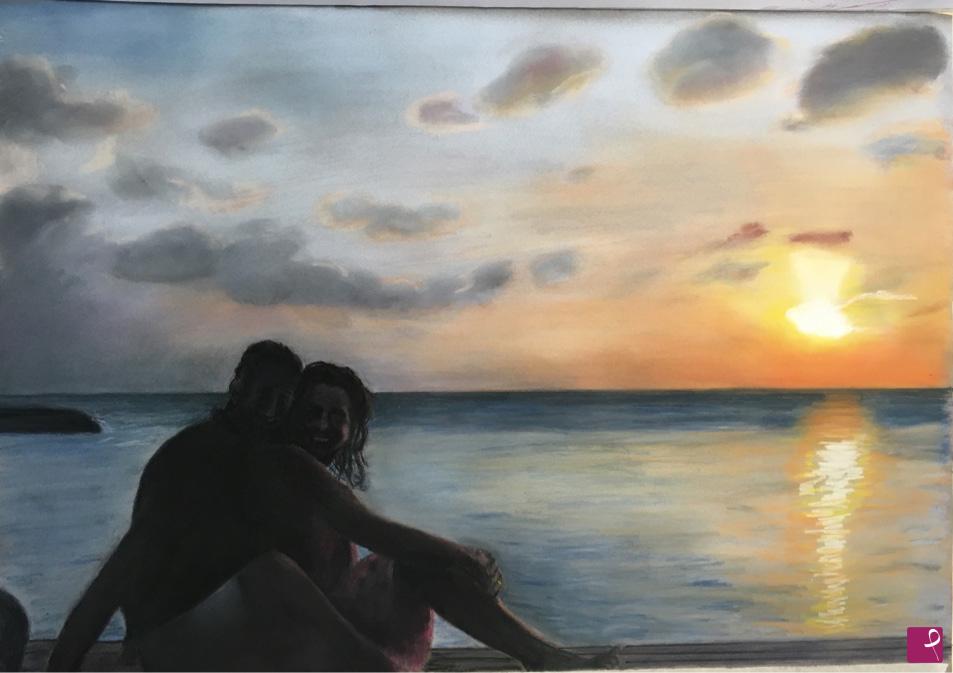 quadri in vendita online - Gli innamorati al tramonto