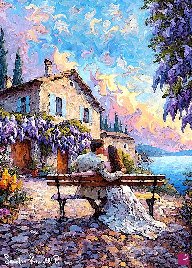 quadri in vendita online - Glicine in fiore