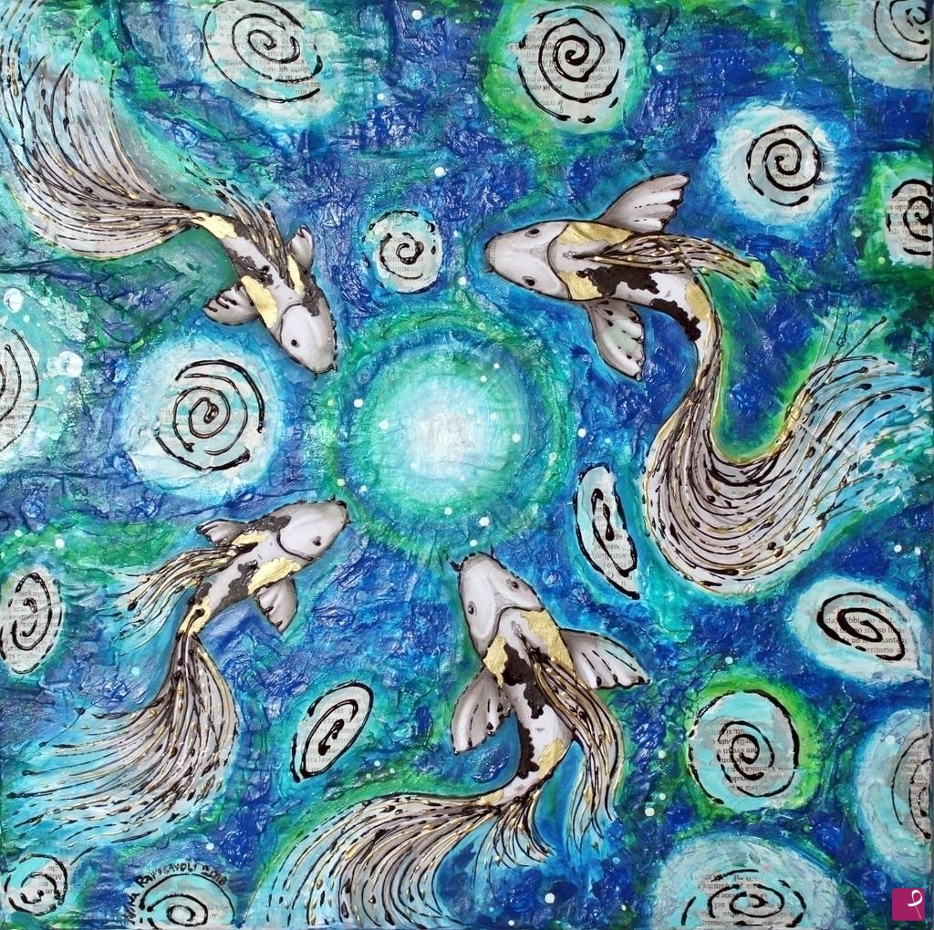 quadri in vendita online - Gold fishes