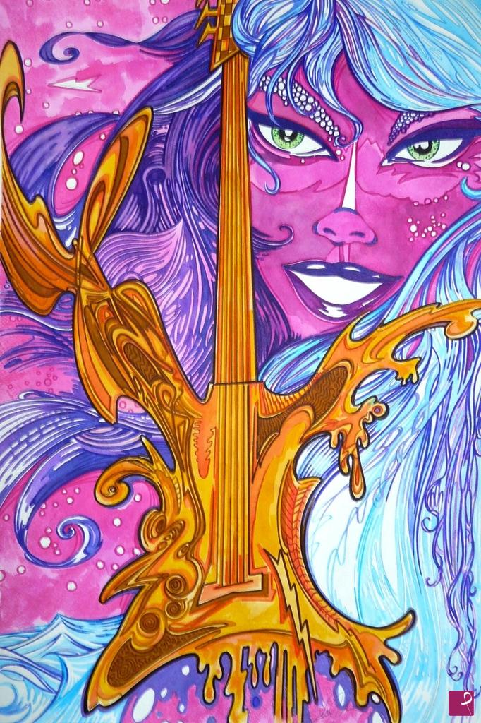 quadri in vendita online - GOLD GUITAR GIRL 