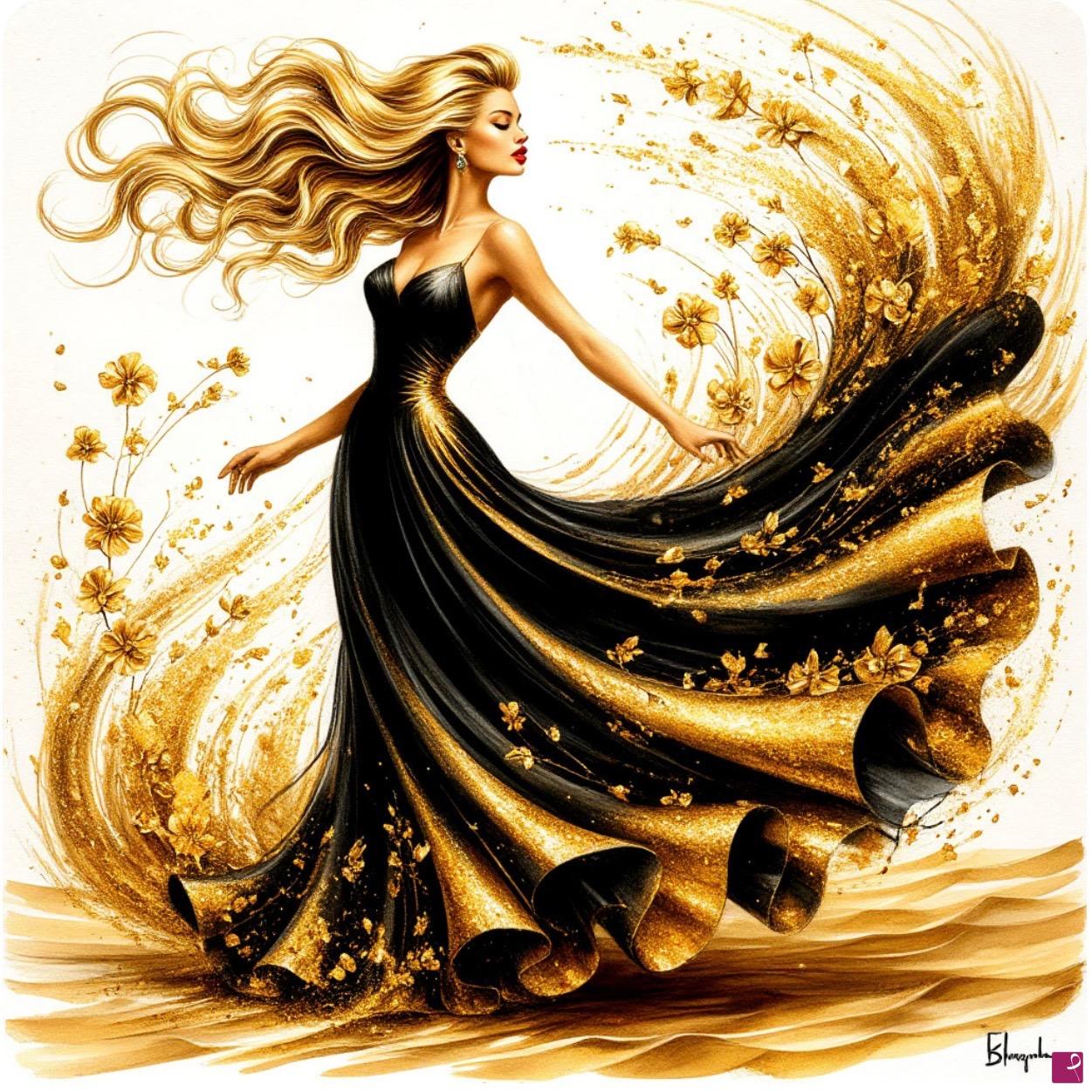 quadri in vendita online - Gold lady