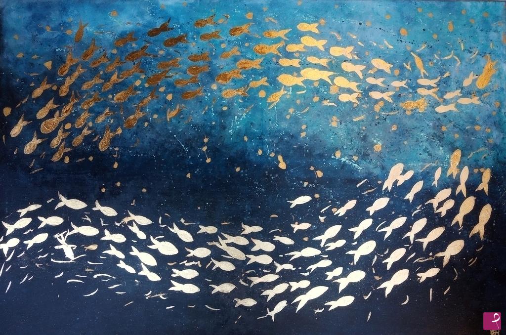 quadri in vendita online - Golden fishis