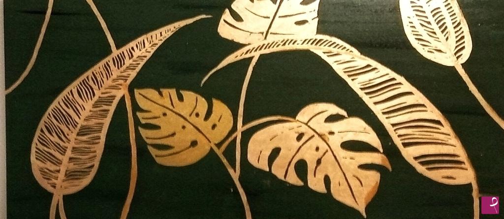 quadri in vendita online - Golden leaves and green