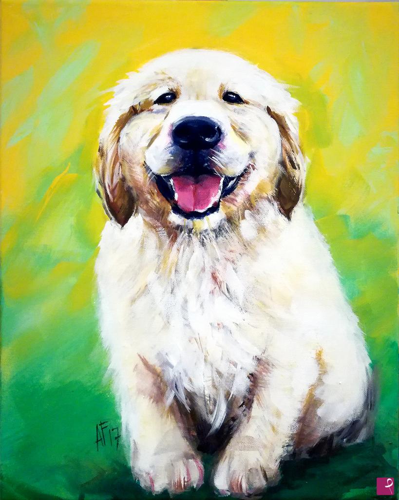quadri in vendita online - Golden puppy