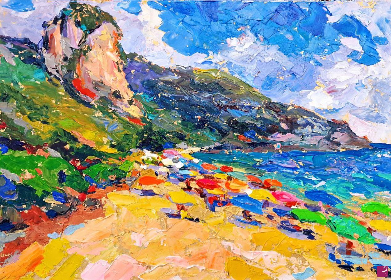 quadri in vendita online - Golden sea, Sperlonga