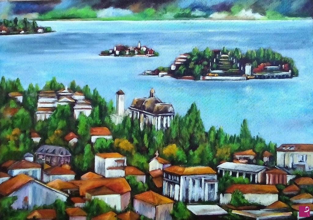 quadri in vendita online -  GOLFO BORROMEO CON LE ISOLE - STRESA (2015)