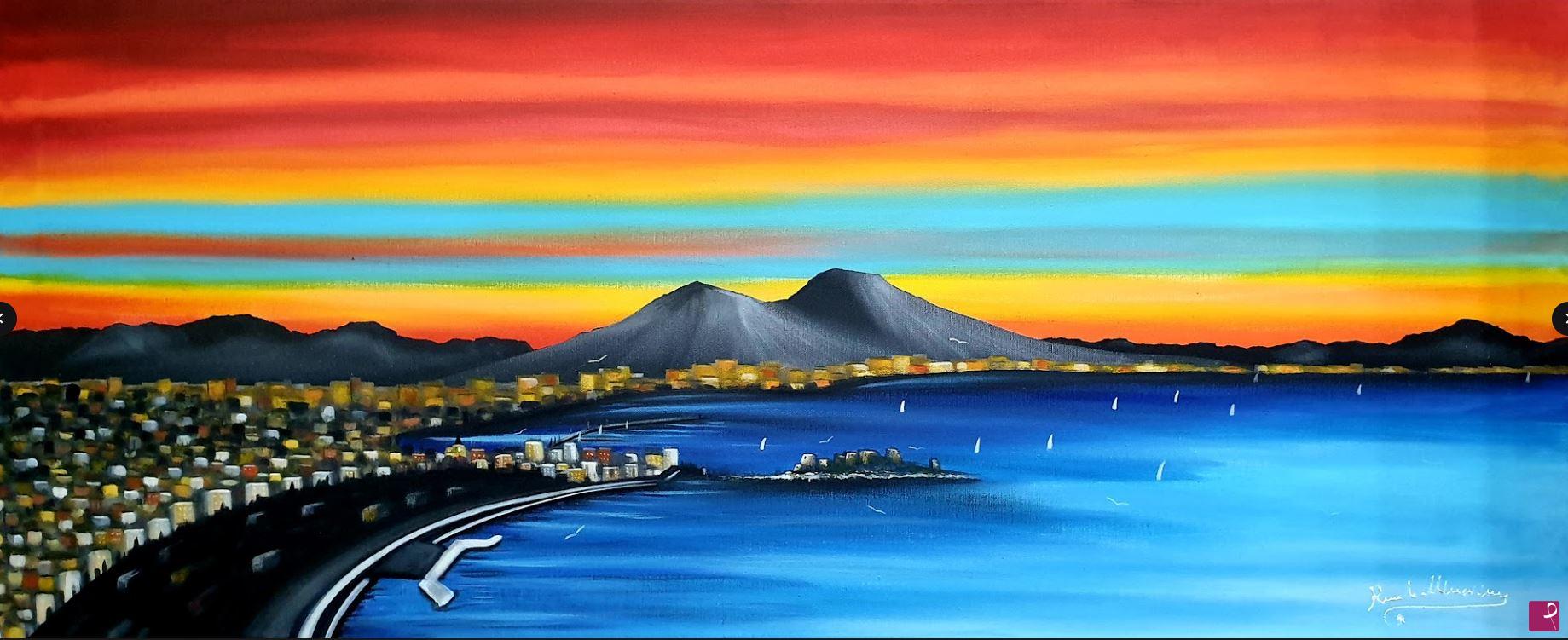 quadri in vendita online - Golfo di Napoli al Tramonto