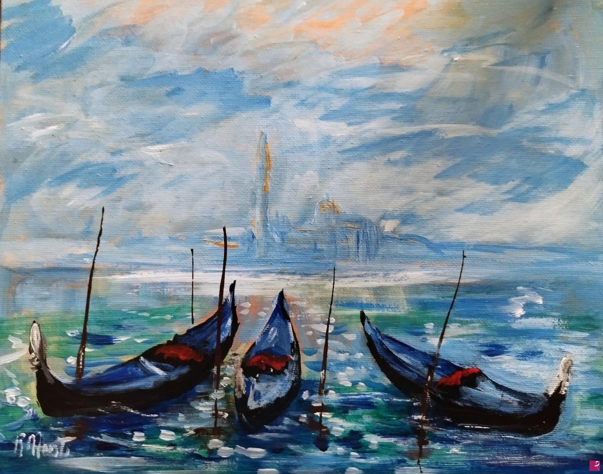 quadri in vendita online - Gondole al tramonto