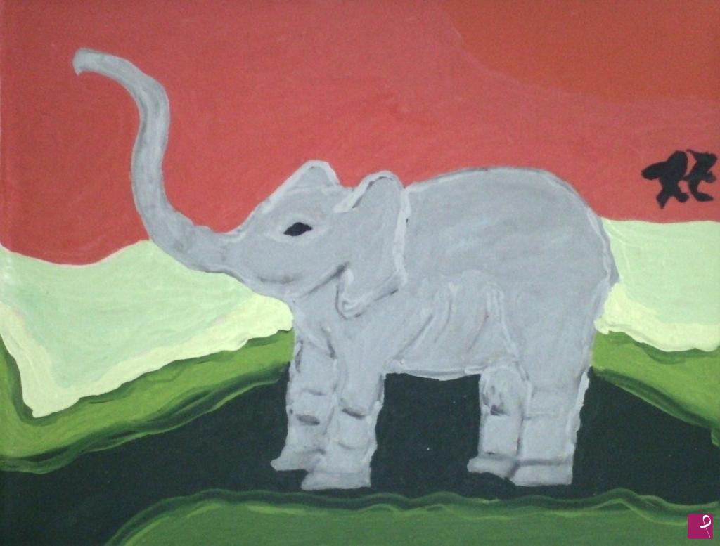 quadri in vendita online - Good luck elephant (34x44; olio su tela)