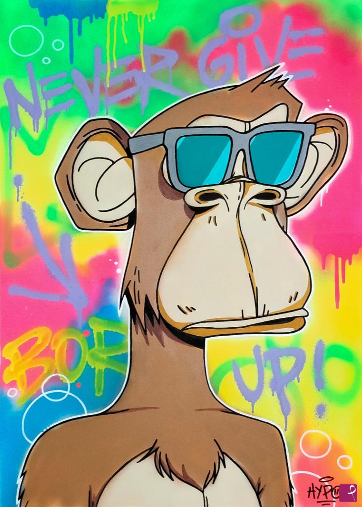 quadri in vendita online - Graffiti Bored Ape Yatch Club - Never Give Up
