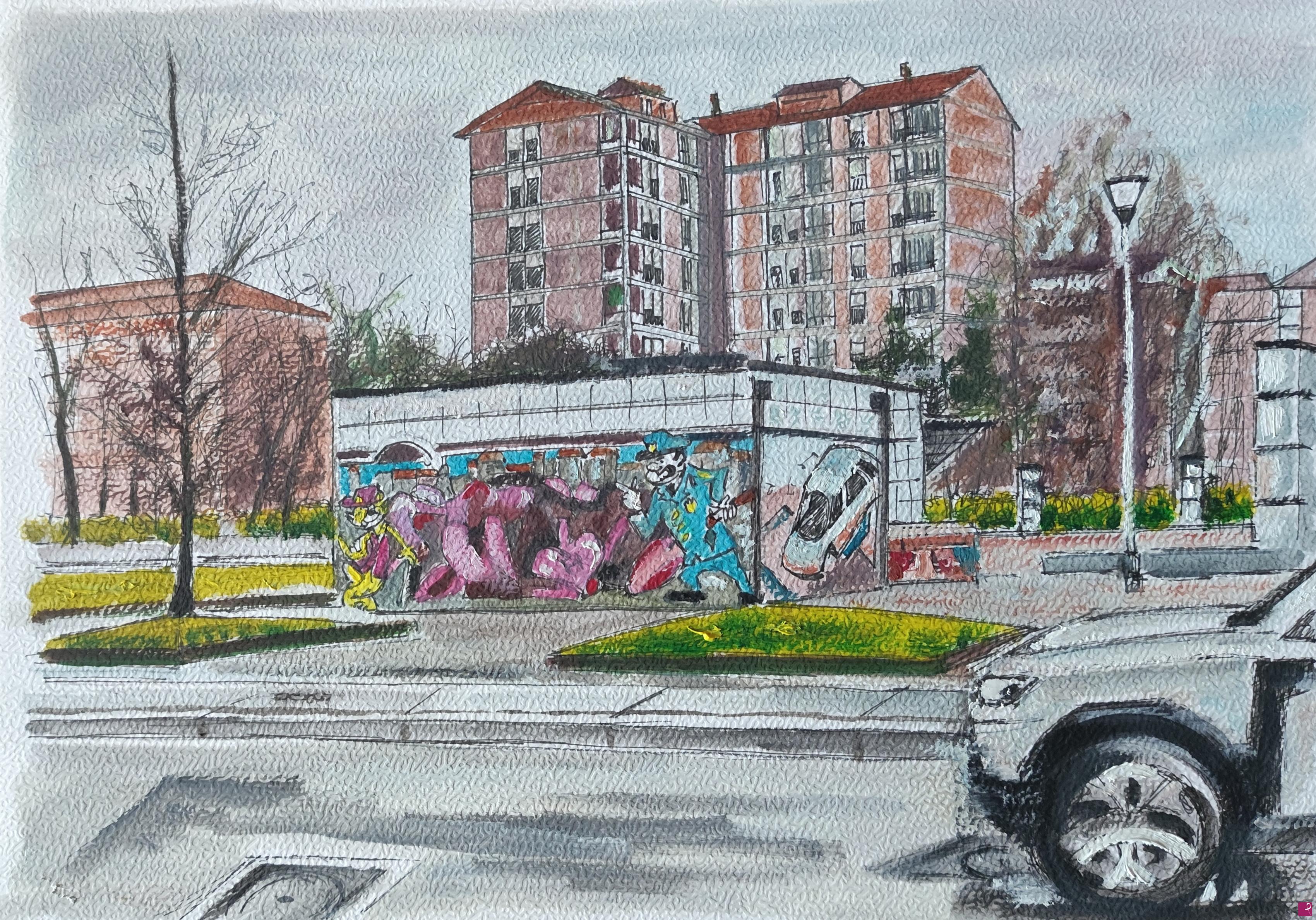 quadri in vendita online - Graffiti urbani di periferia 