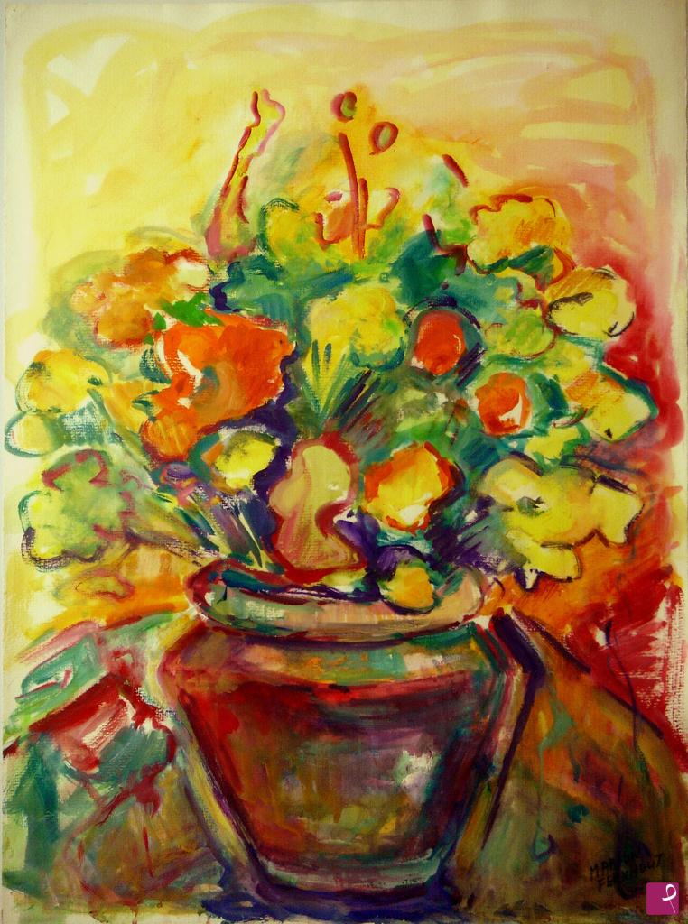 quadri in vendita online - Grande vaso con fiori