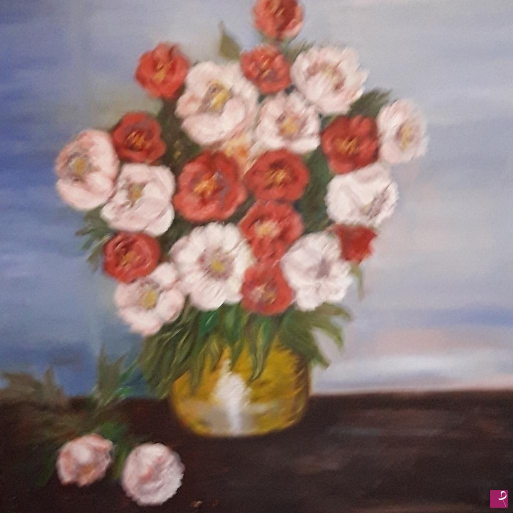 quadri in vendita online - Grande vaso con fiori