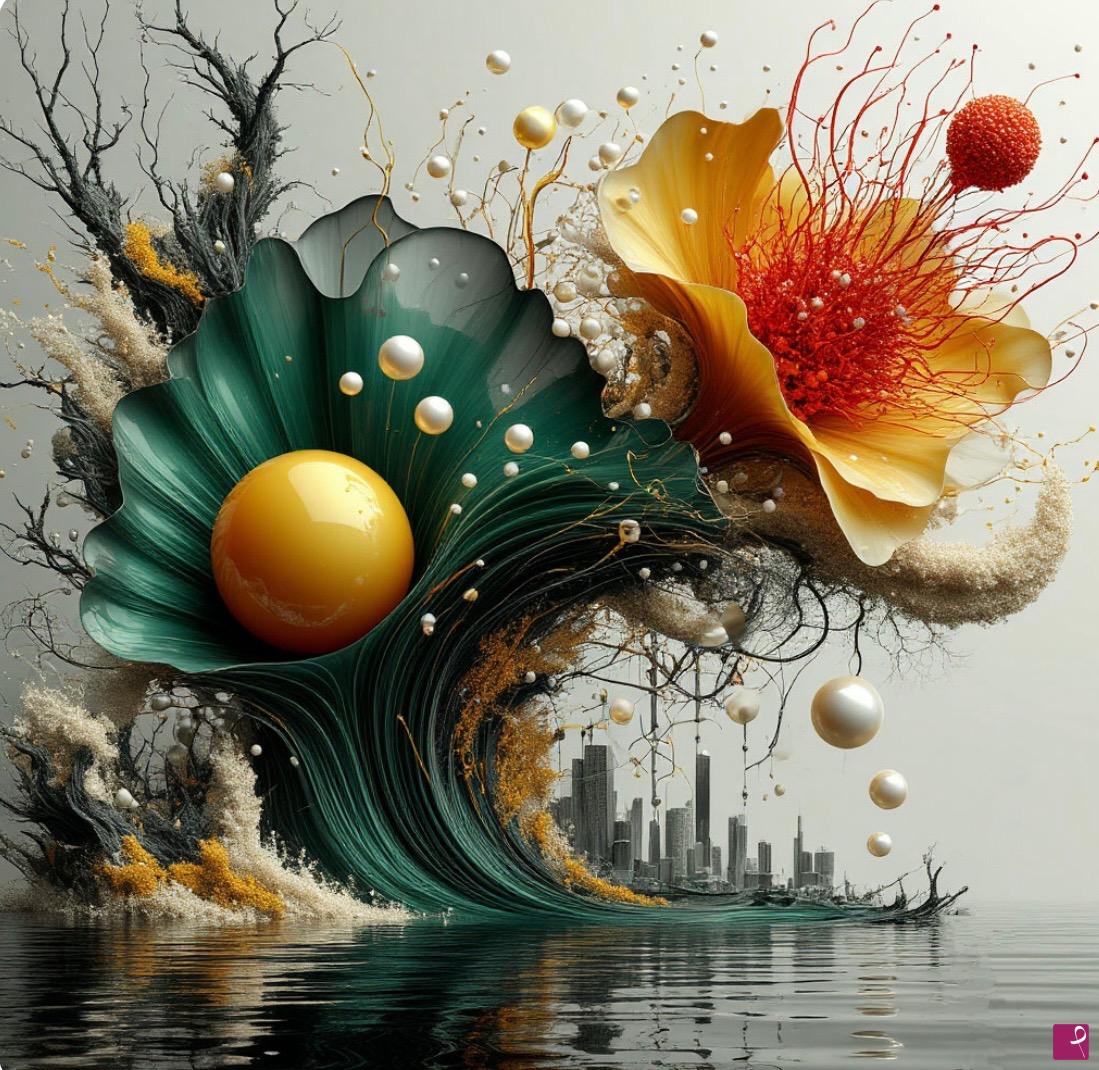 quadri in vendita online - Green and yellow flowers 