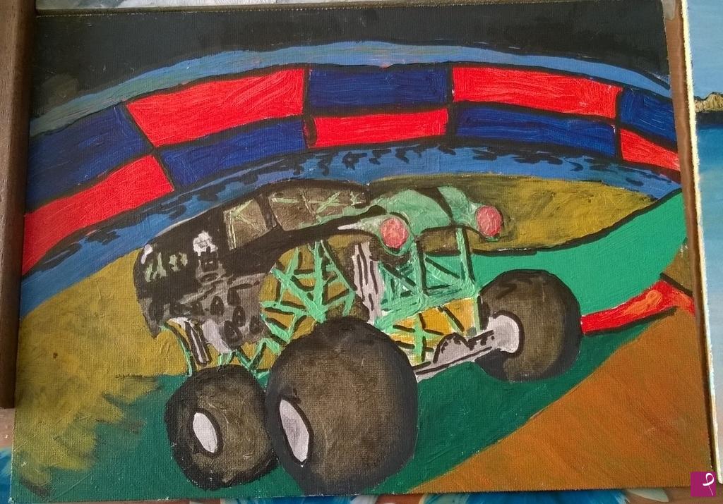 quadri in vendita online -  green digger moster truck