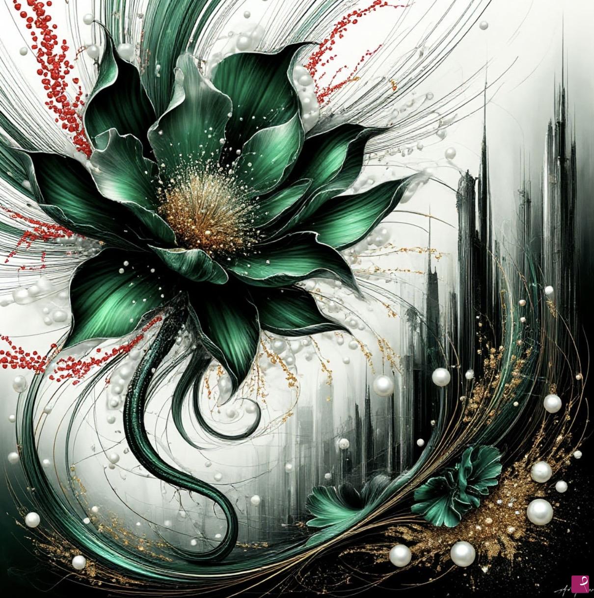 quadri in vendita online - Green flower 