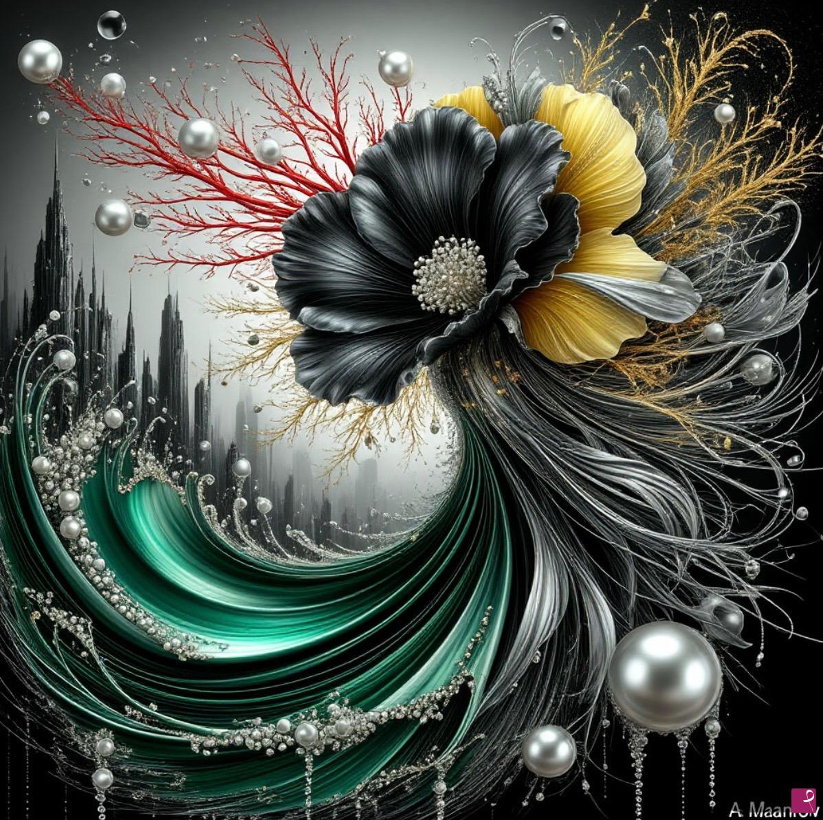 quadri in vendita online - Green flower 