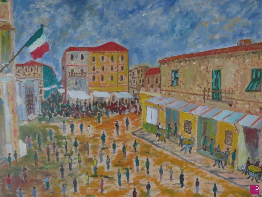 quadri in vendita online - Greffa in piazzetta rossa ( La piazzetta rossa vecchia di La Maddalena )